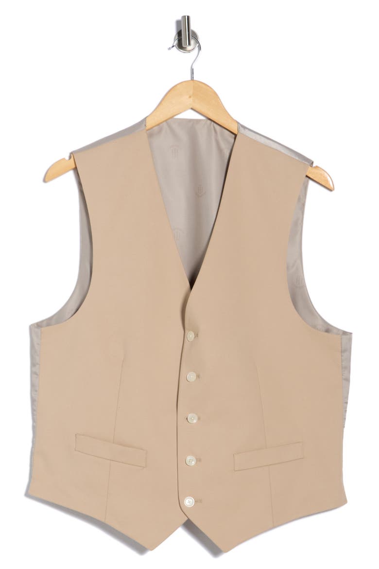 Stretch Cotton Tuxedo Vest, Alternate, color, KHAKI PLAIN