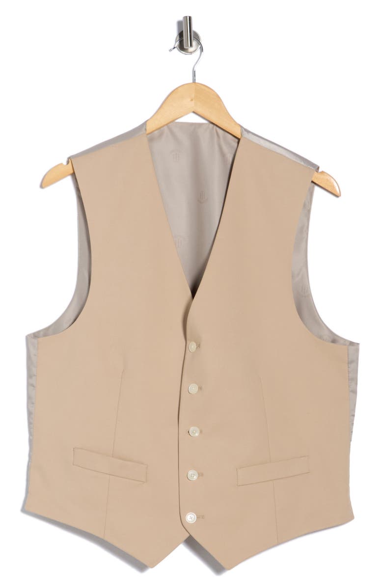 Tommy Hilfiger Stretch Cotton Tuxedo Vest, Alternate, color, Khaki Plain