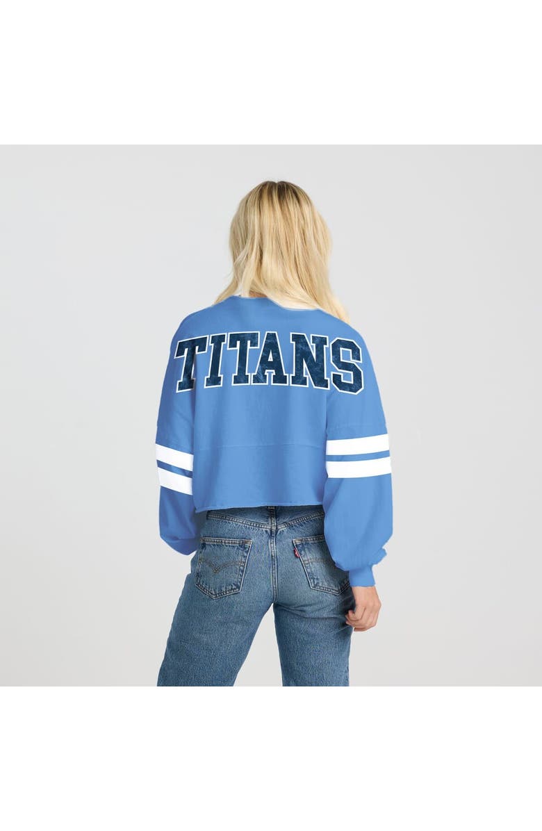 SPIRIT JERSEY Women's Spirit Jersey Light Blue Tennessee Titans Sleeve Stripe Long Sleeve Shirt, Alternate, color, Light Blue