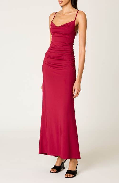 Nia Ina Shirred Cowl Neck Slipdress In White