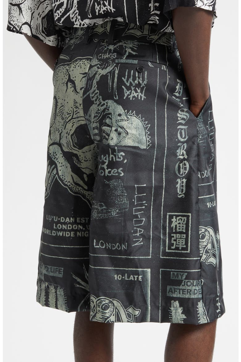 Punk Flyer Print Wide Leg Shorts, Alternate, color, PUNK FLYER