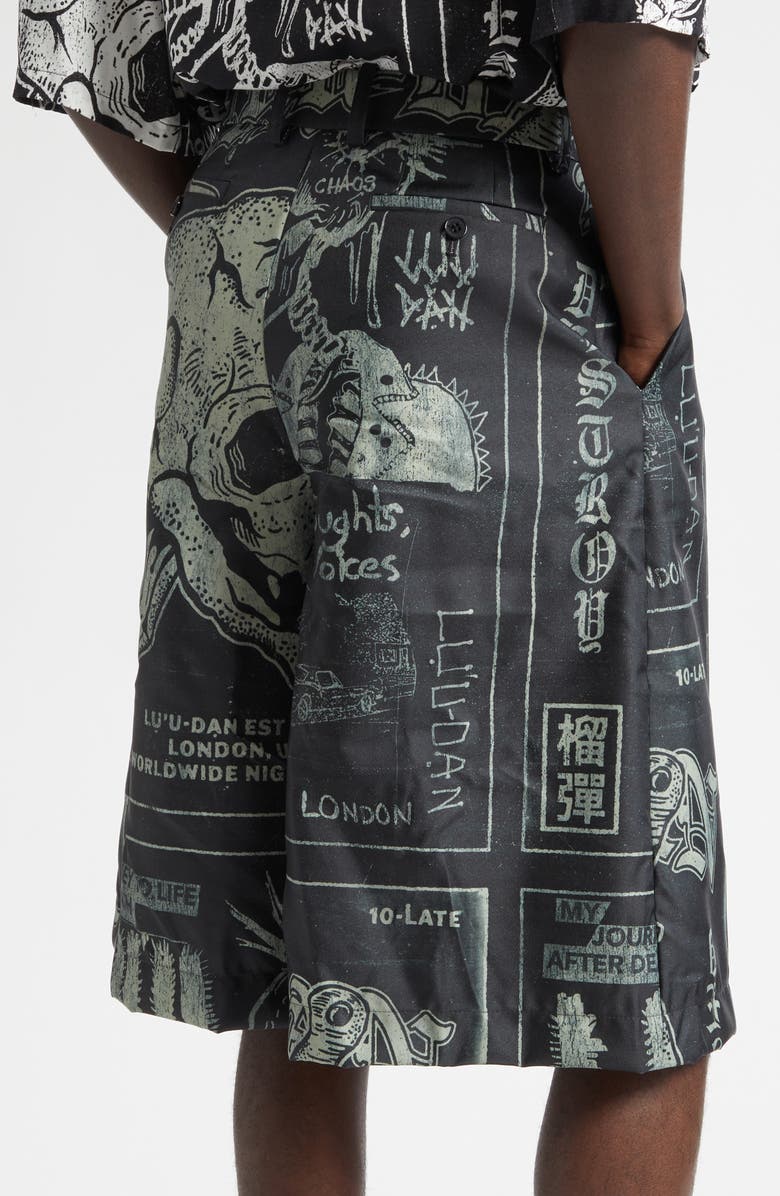 LU'U DAN Punk Flyer Print Wide Leg Shorts, Alternate, color, Punk Flyer