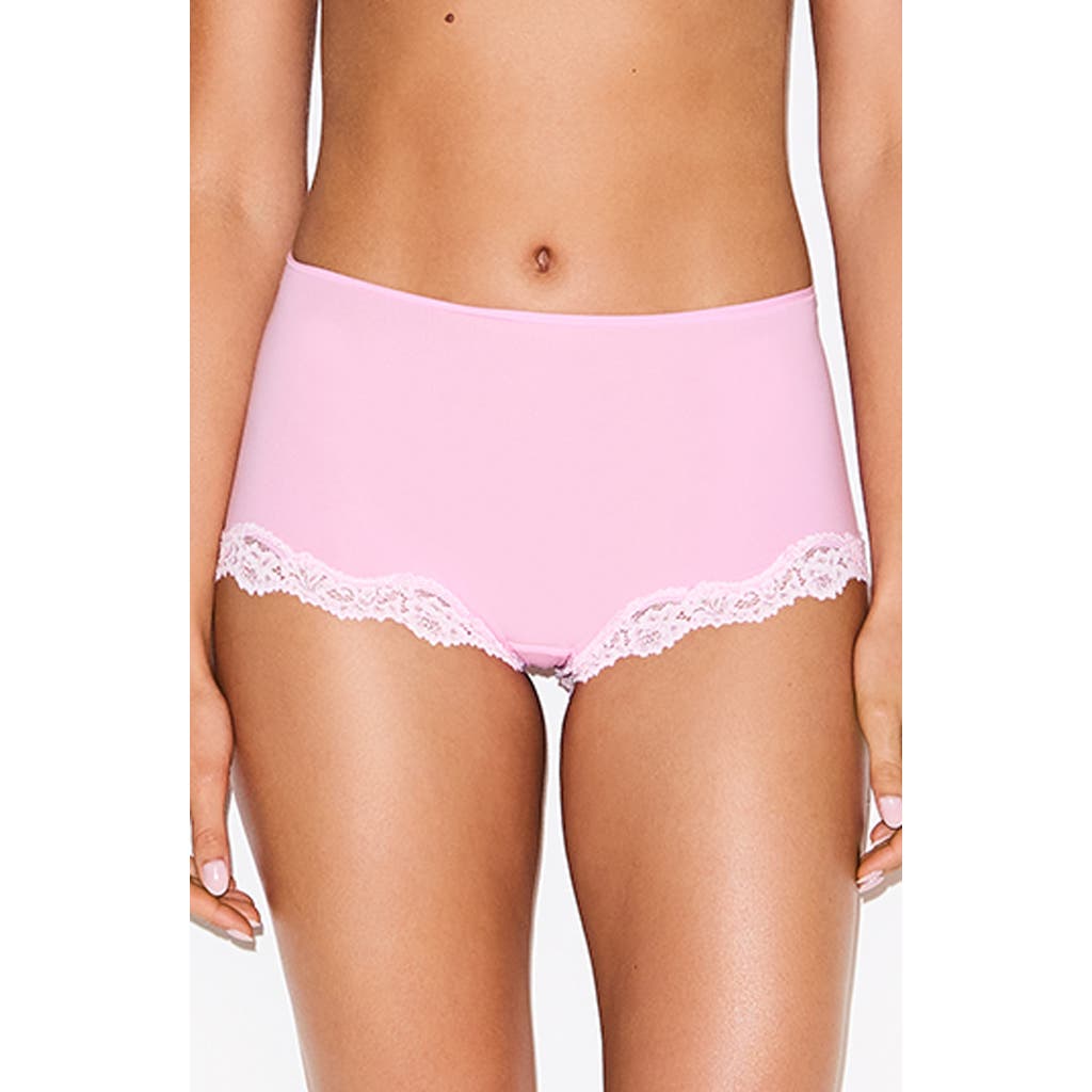 Skims Lace-trim Fits Everybody Boyshort Briefs In Pink