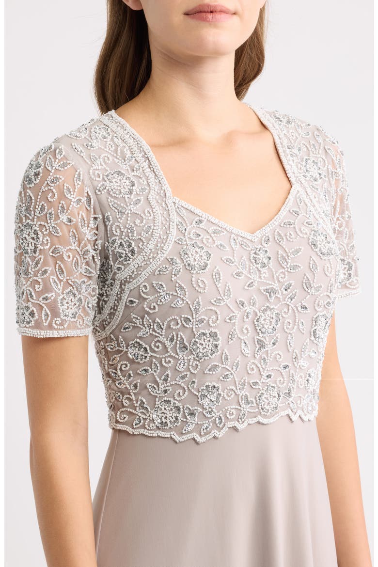 Beaded Bodice A-Line Gown, Alternate, color, SILVER 040
