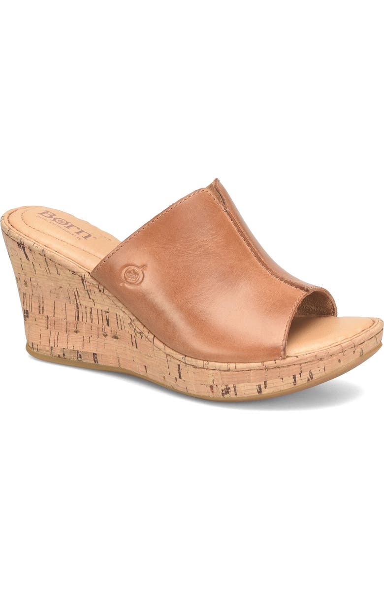 Børn Wedge Slide Sandal, Main, color, Tan Leather