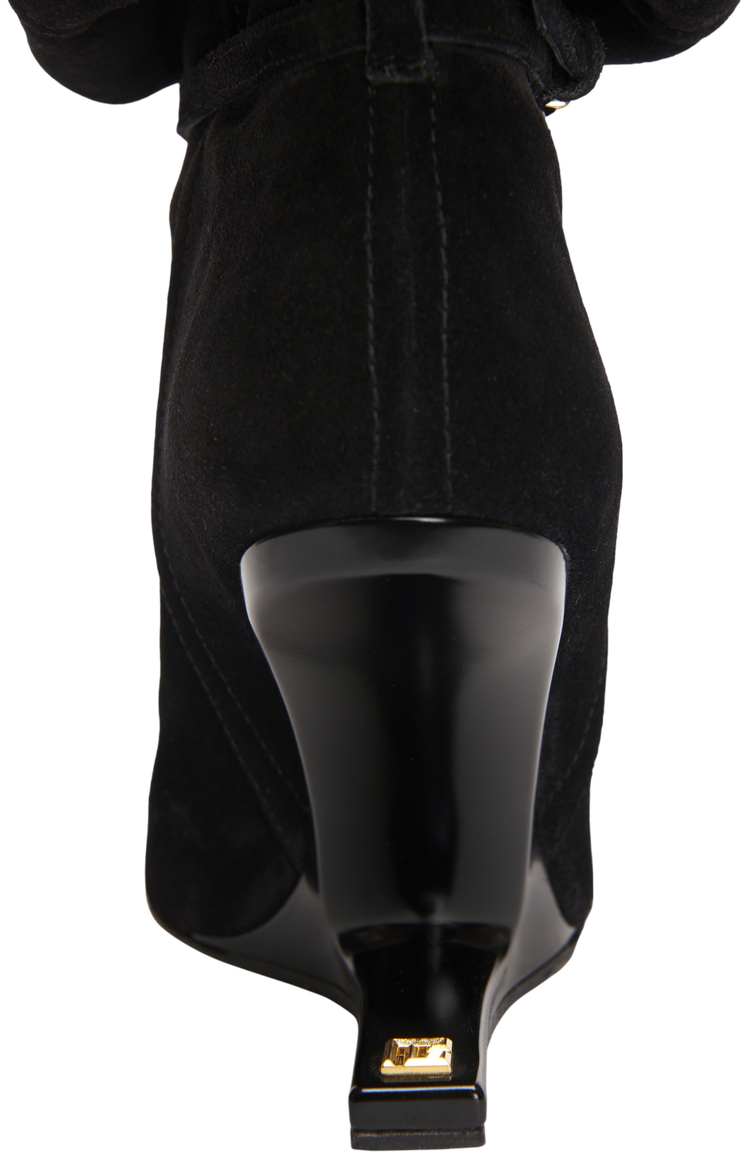 Balmain No Wedge suede leather ankle boots with tassel, Alternate, color, Black