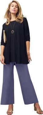 Jessica London Everyday Stretch Knit Wide Leg Pant