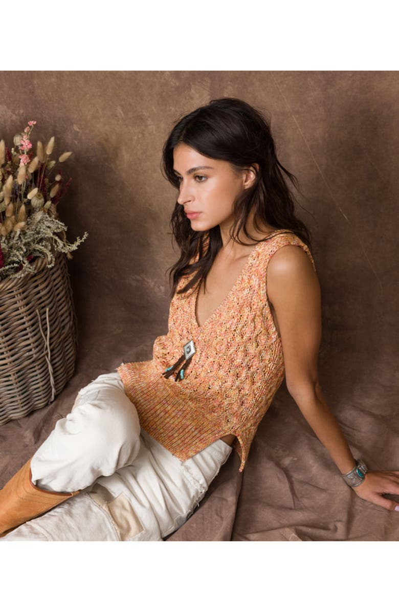 Fortela Lizzy Melange Cotton Knit Vest, Alternate, color, Turquoise