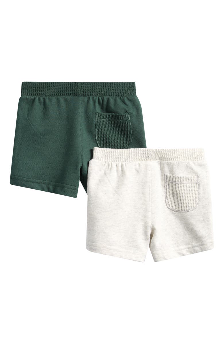 Little Planet 2-Pack Organic Cotton Drawstring Shorts, Alternate, color, Green Grey