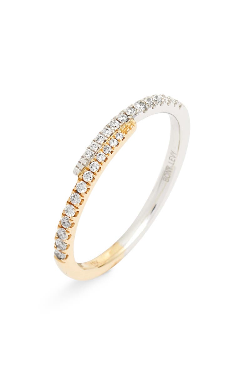 Bony Levy Diamond Overlap Stacking Ring, Main, color, Yellow Gold/ White Gold