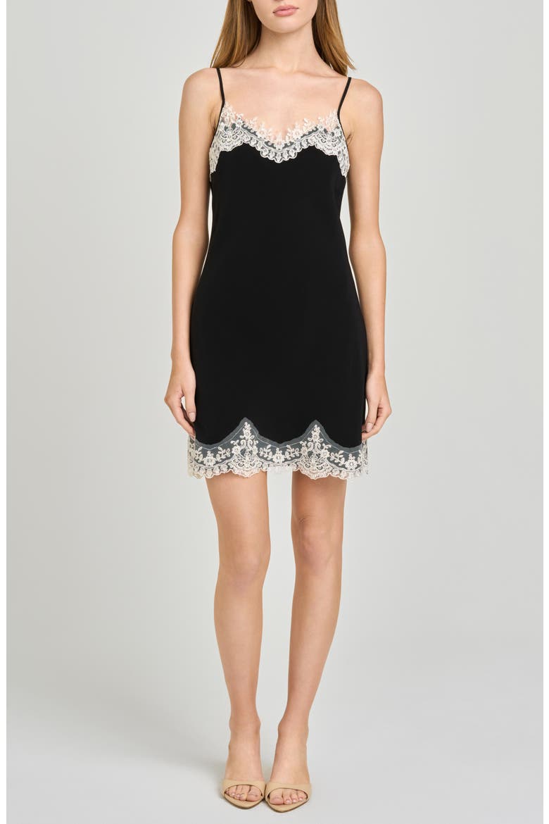Isabelle Lace Trim Slip Dress, Main, color, BLACK