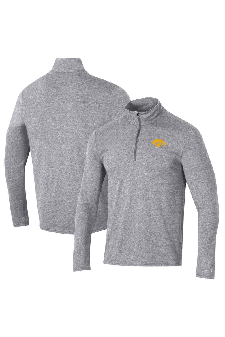 Men's Champion Heathered Gray Iowa Hawkeyes Field Day Team Quarter-Zip Jacket, Main, color, Heather Gray