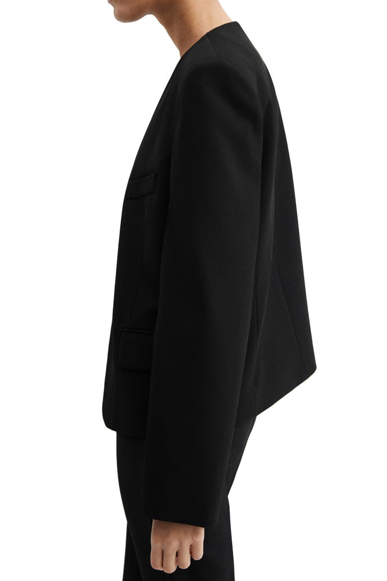 Padded Shoulder Collarless Jacket, Alternate, color, BLACK
