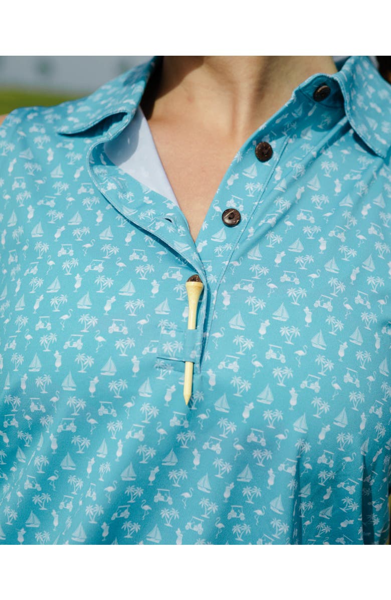 Kenny Flowers The Afternoon Round - Aqua - Ladies Sleeveless Golf Polo, Alternate, color, Aqua