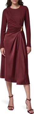 Donna Karan New York Hardware Waist Long Sleeve Dress