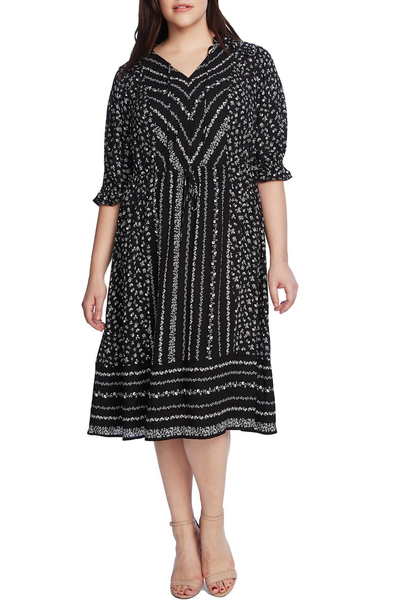 CeCe Ruffle Sleeve Floral Midi Dress, Main, color, 