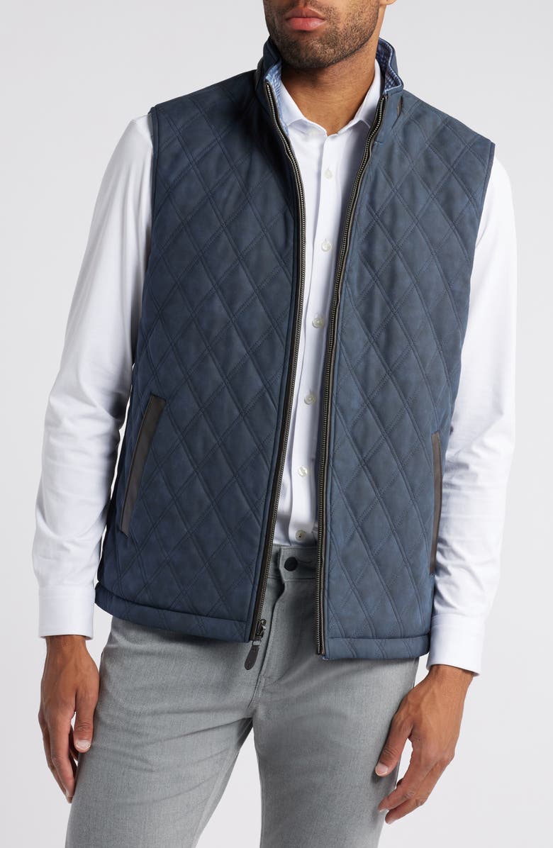 Johnston & Murphy Upton Quilted Reversible Vest, Alternate, color, Navy
