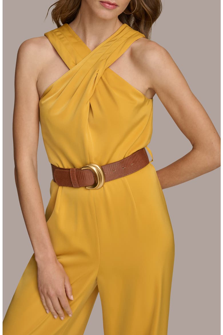 Belted Halter Wide Leg Jumpsuit, Alternate, color, GOLDEN YELLOW