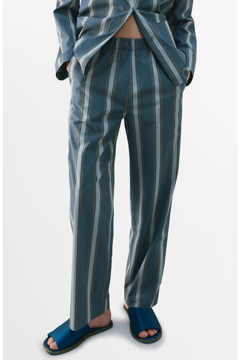 Stripe Cotton Pajama Pants, Main, color, TURQUOISE
