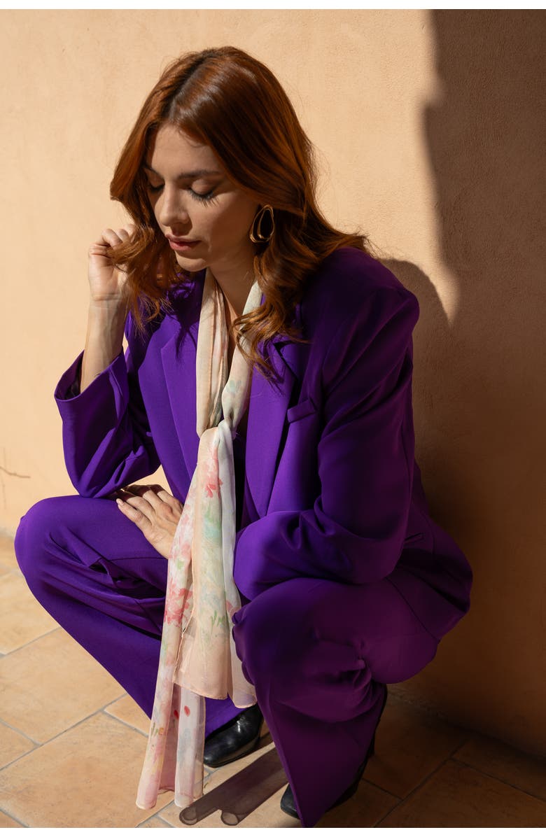 Elizabetta Meadow - Long Sheer Silk Scarf for Women, Alternate, color, Salmon Pink