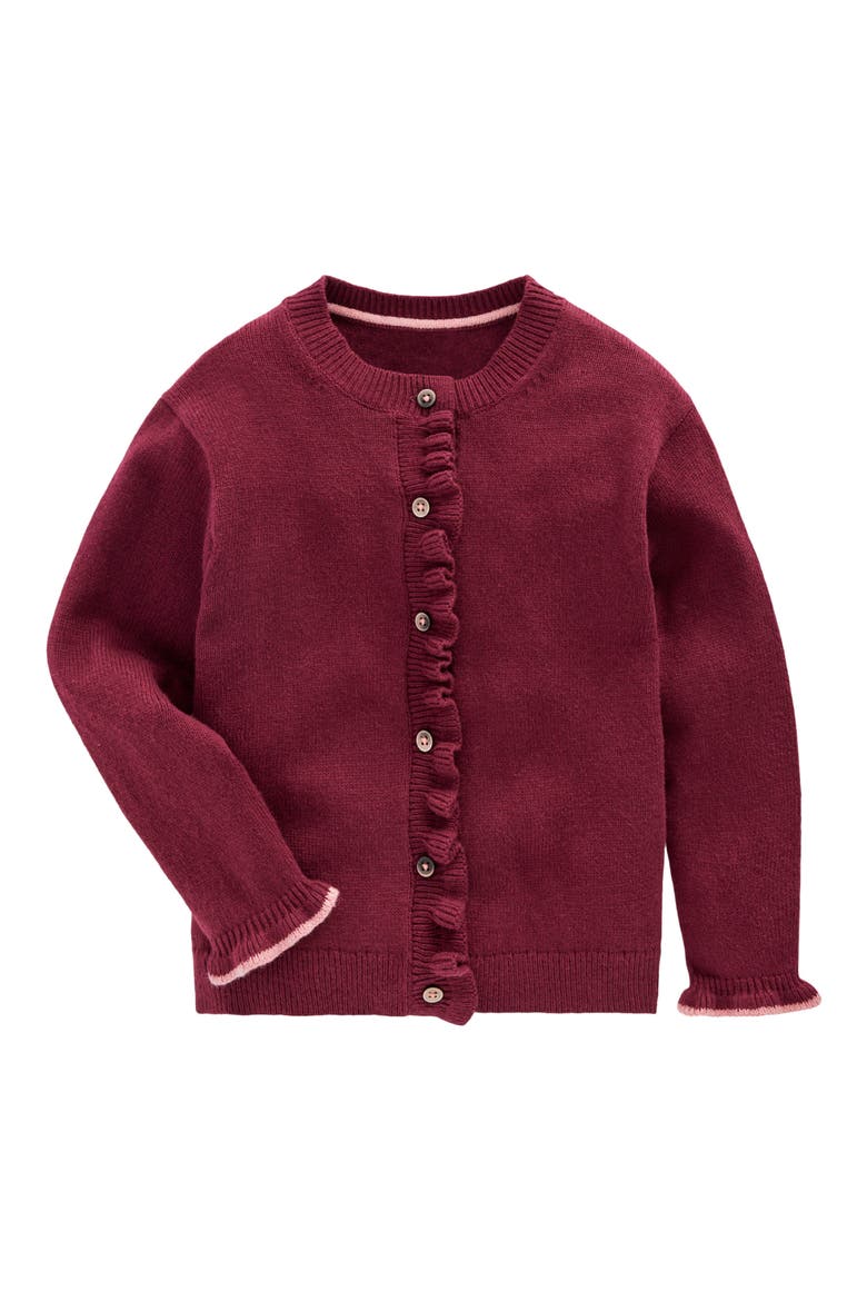 Kids' Everyday Frilled Cardigan, Main, color, DEEP WISTERIA