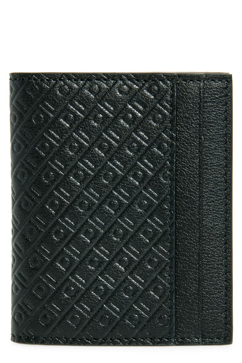Mini Gancio Embossed Leather Bifold Wallet, Main, color, NERO NERO X MOD