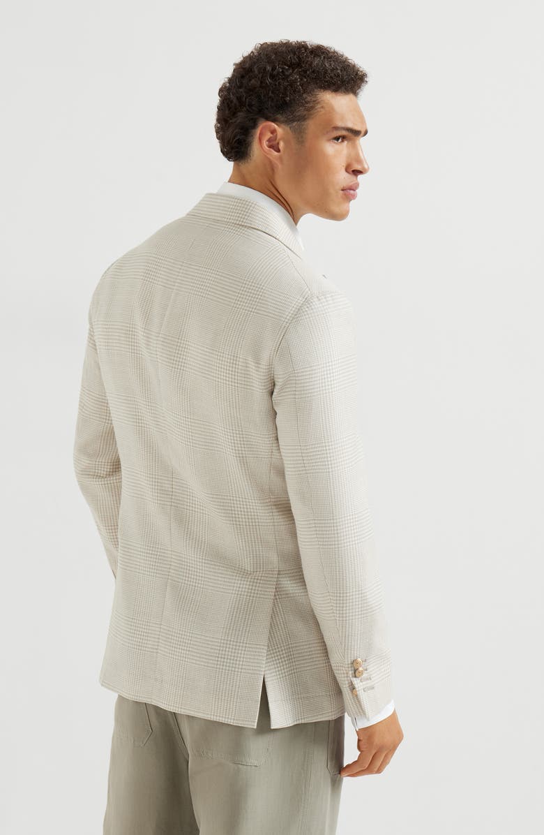 Brunello Cucinelli Prince of Wales deconstructed blazer, Alternate, color, Yuta