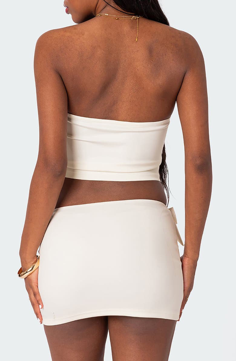 EDIKTED Gabriella Bow Crop Tube Top, Alternate, color, White