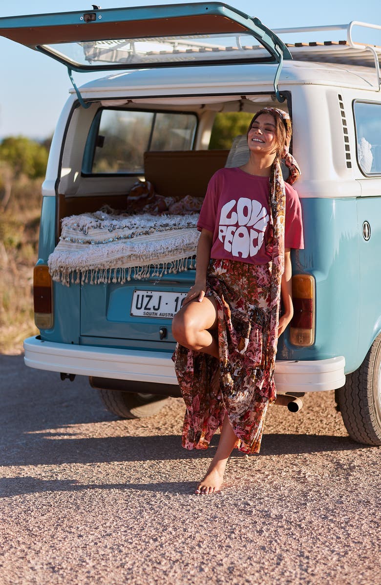 Talisman the Label Sassy Ruffle High/Low Maxi Skirt, Alternate, color, Enchanted Patchwork