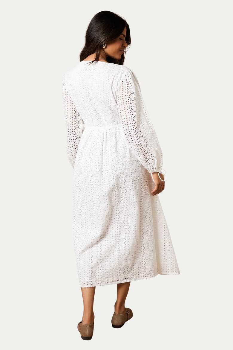 Petite Front Puff Sleeve Midi Dress, Alternate, color, White