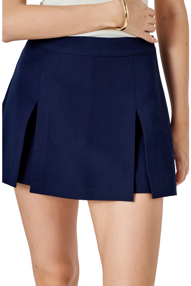Box Pleat Miniskort, Alternate, color, NAVY
