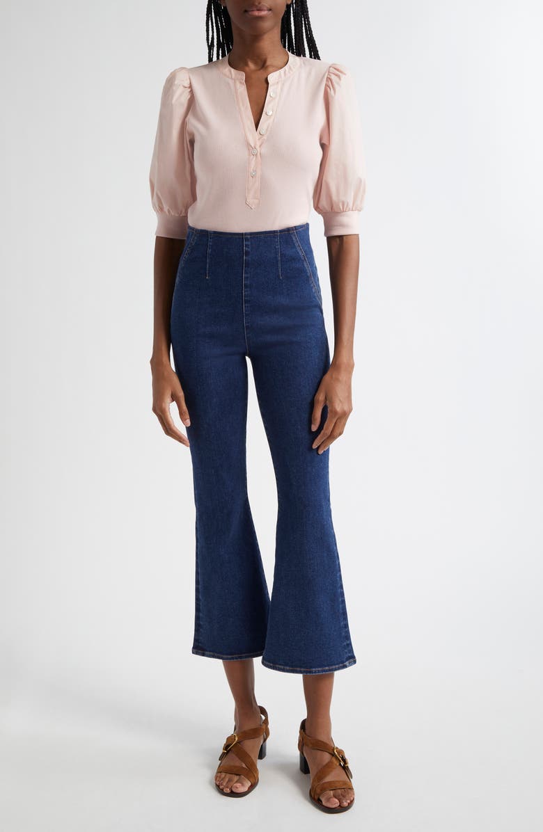 Veronica Beard Carson Off-Duty High Waist Ankle Flare Jeans, Alternate, color, 