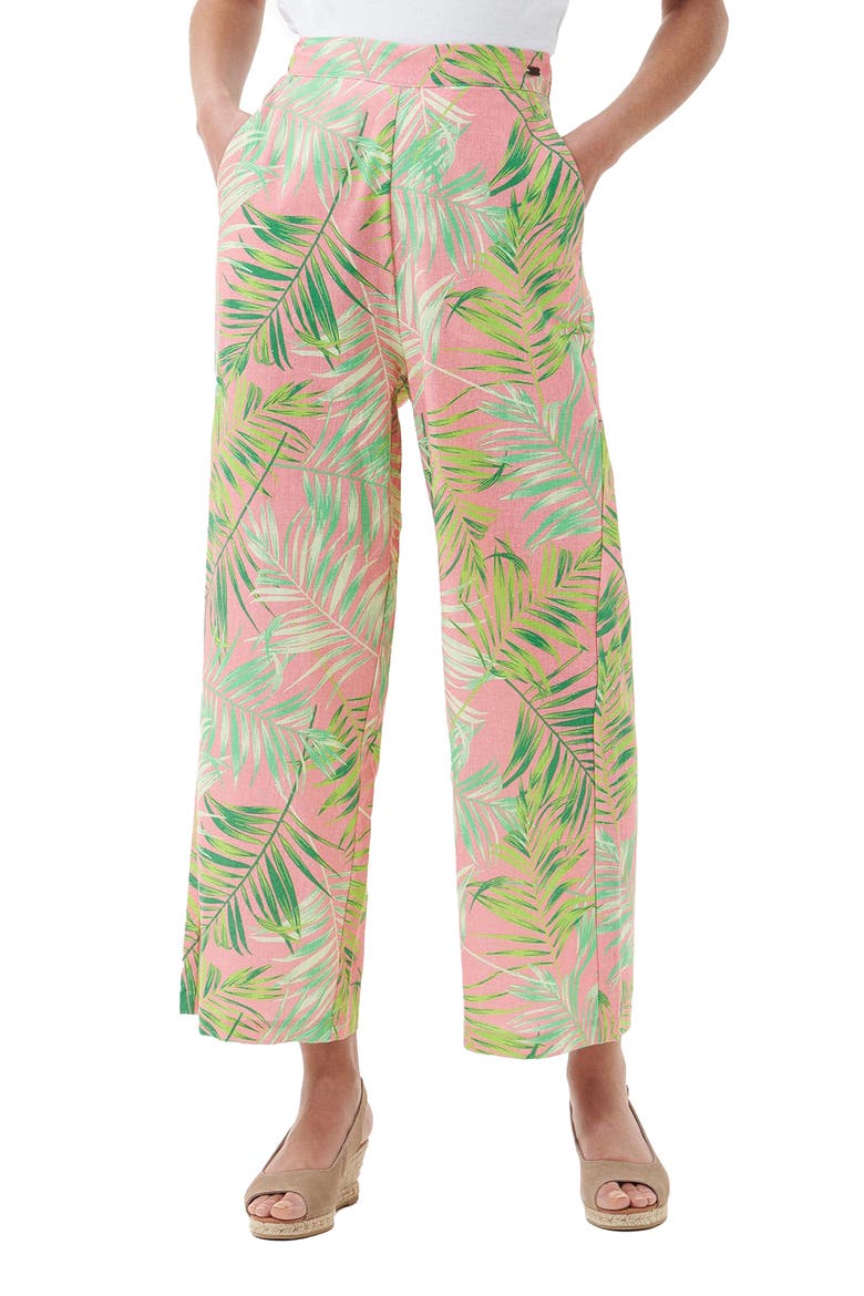 Aralia Palm Print Cotton Wide Leg Pants, Main, color, MULTI PINK