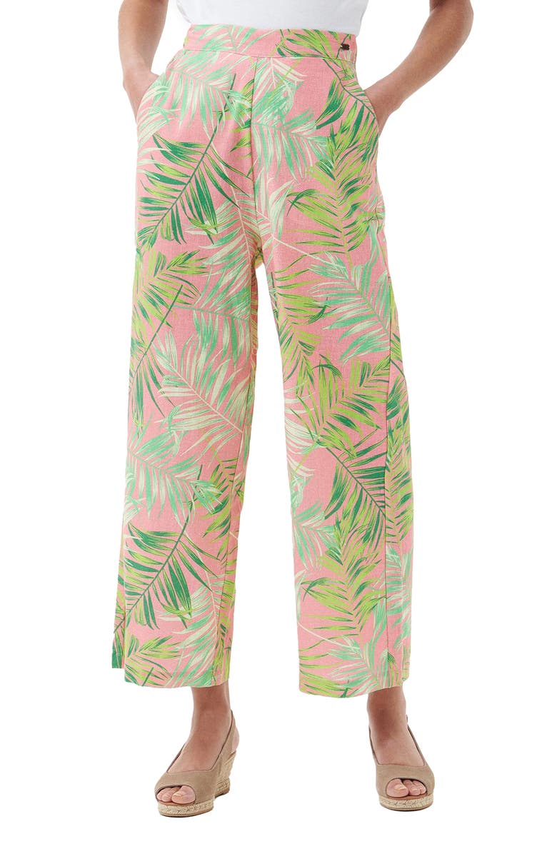 Barbour Aralia Palm Print Cotton Wide Leg Pants, Main, color,