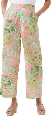 Barbour Aralia Palm Print Cotton Wide Leg Pants
