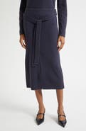 Emporio Armani Tie Waist Wool Midi Skirt