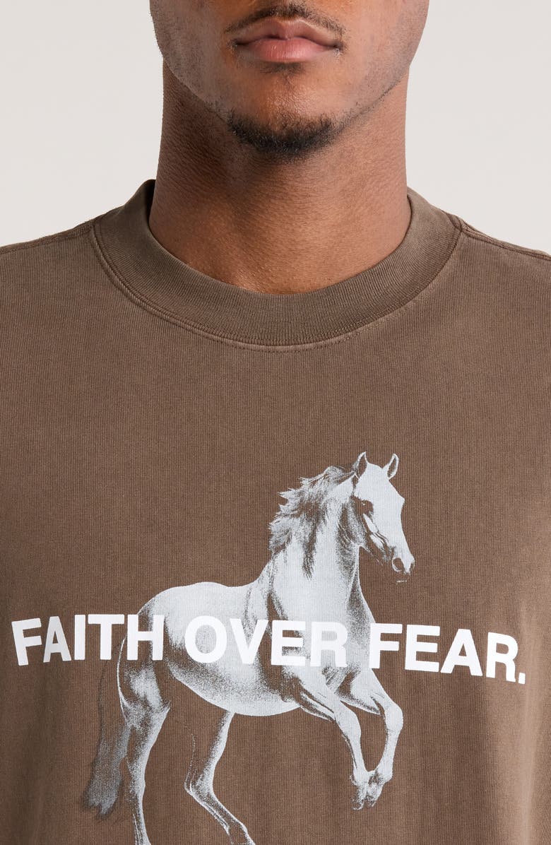 SANTO STUDIO Faith Over Fear Cotton Graphic T-Shirt, Alternate, color, Holy Brown