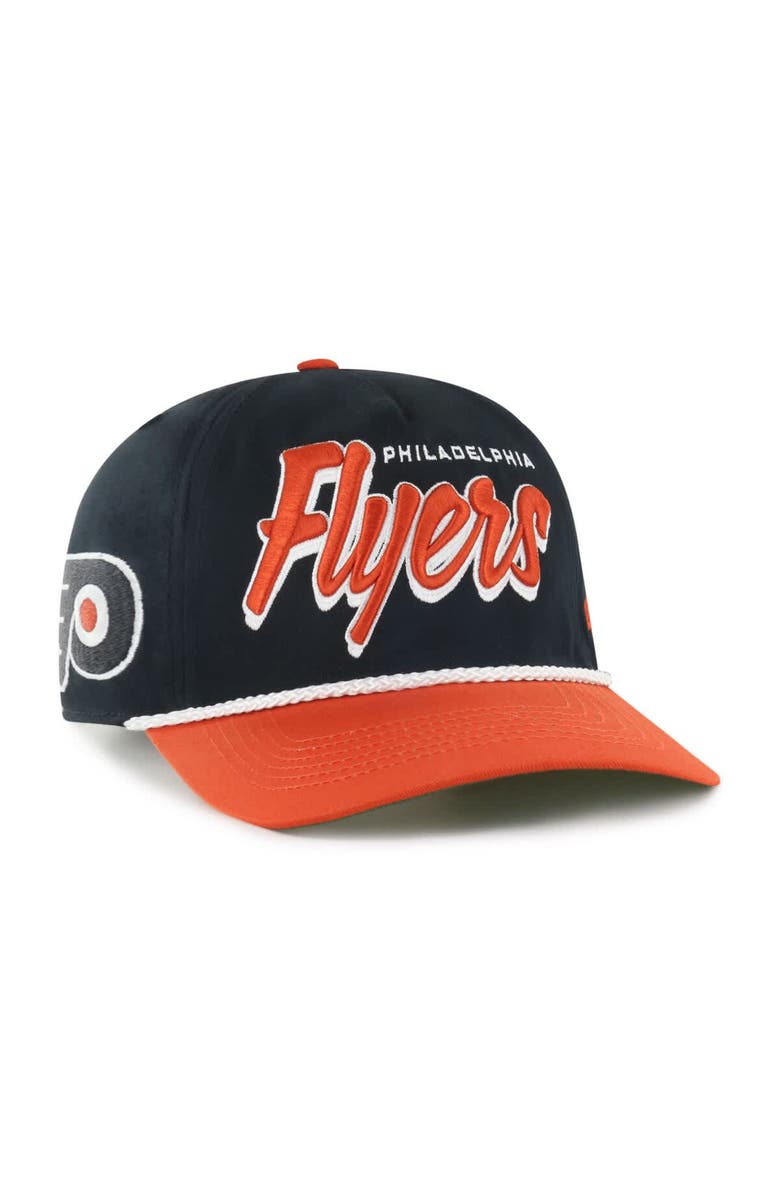 '47 Men's '47 Black/Orange Philadelphia Flyers Dropshadow Rope Hitch Adjustable Hat, Main, color,