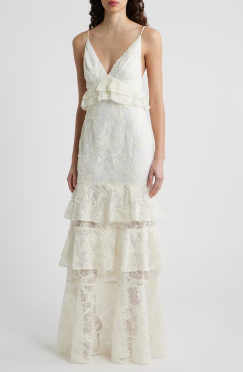 Eris Floral Lace Tiered Gown