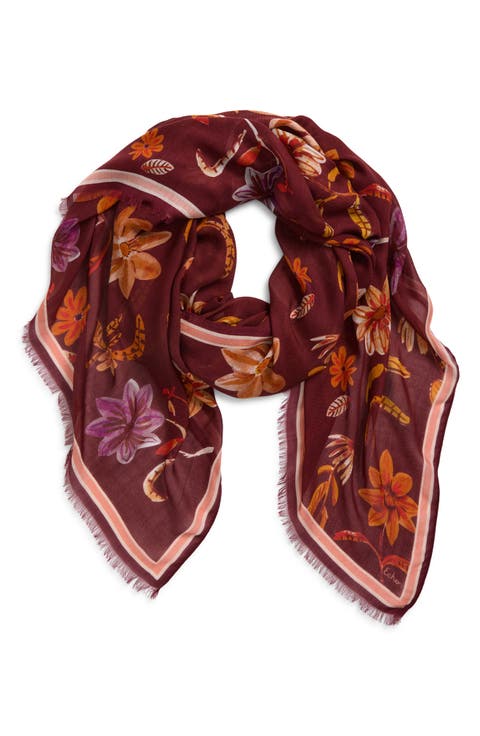 Autumn Floral Fringe Scarf