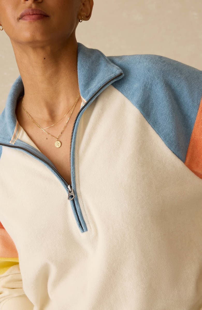 Faherty Cabana Colorblock Terry Cloth Quarter Zip Pullover, Alternate, color, Sunrise Sail