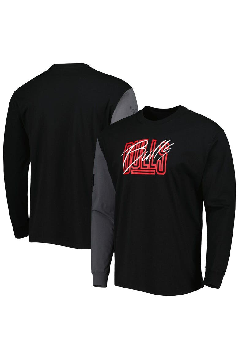 Men's Nike Black Chicago Bulls Courtside Versus Flight MAX90 Long Sleeve T-Shirt, Main, color, Black