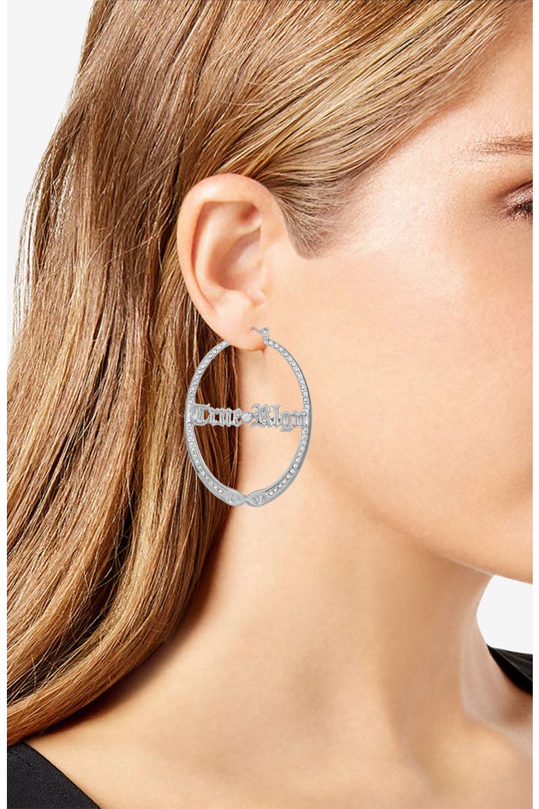 Logo hoop earring, Alternate, color, silvertone