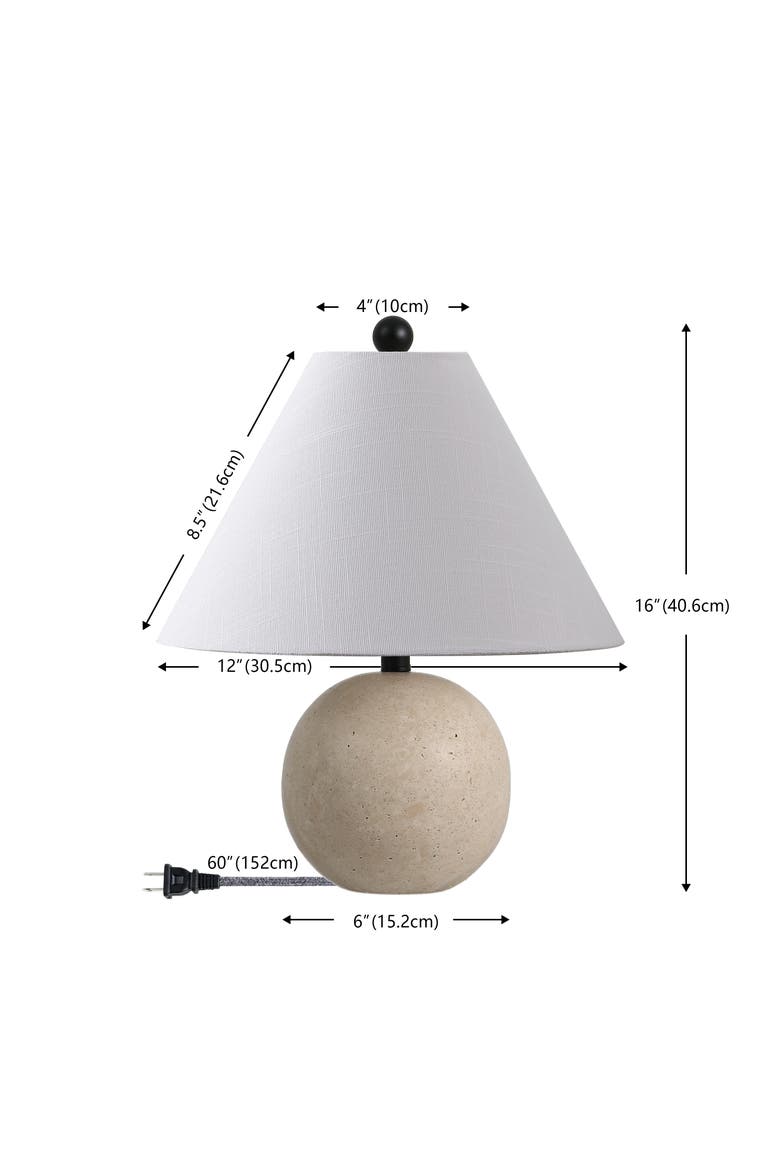 Liza 16" Modern Minimalist Travertine Globe LED Table Lamp, Alternate, color, Beige/Black