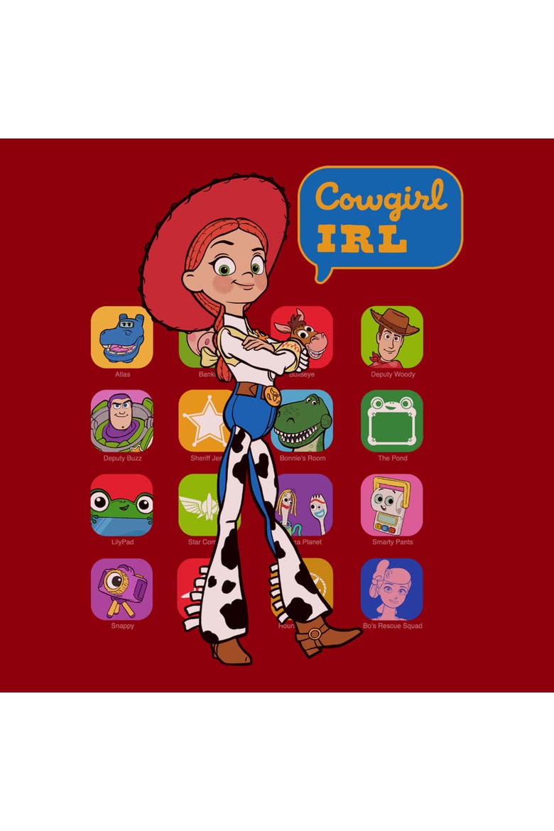 Men's Toy Story 5 Cowgirl IRL Color Collage  Graphic T-Shirt, Alternate, color, Cardinal
