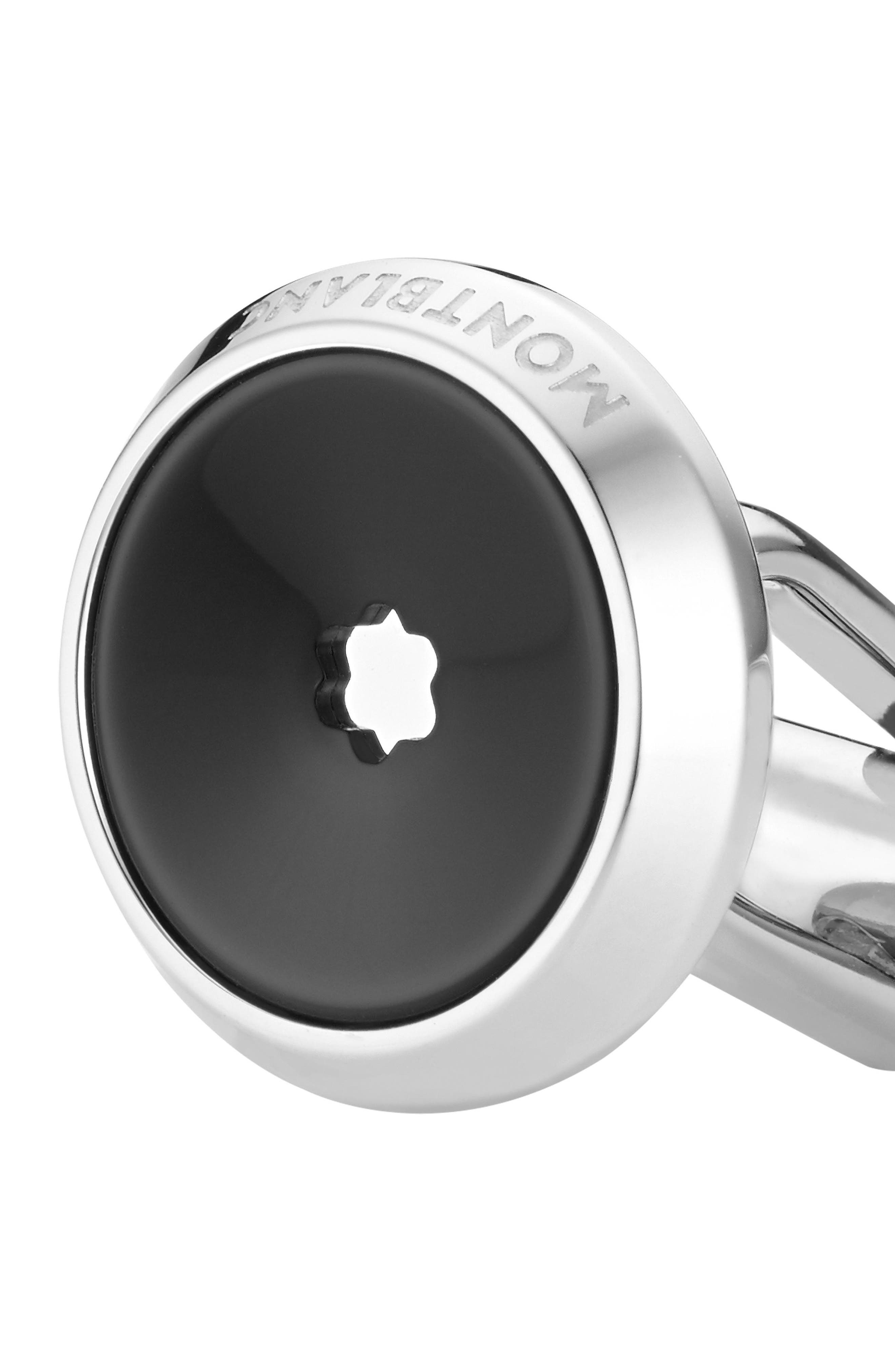 Star Cuff Links, Alternate, color, BLACK