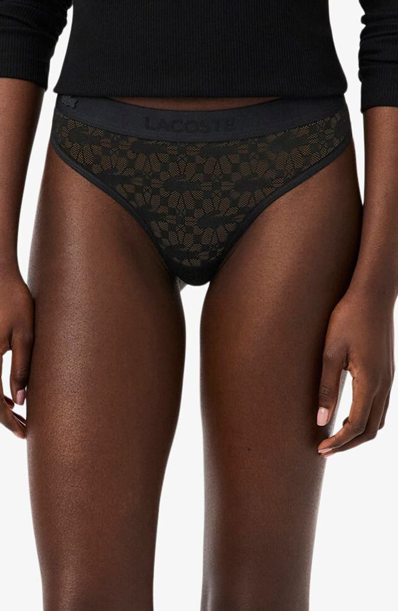 Lacoste Lace Thong, Main, color, Black