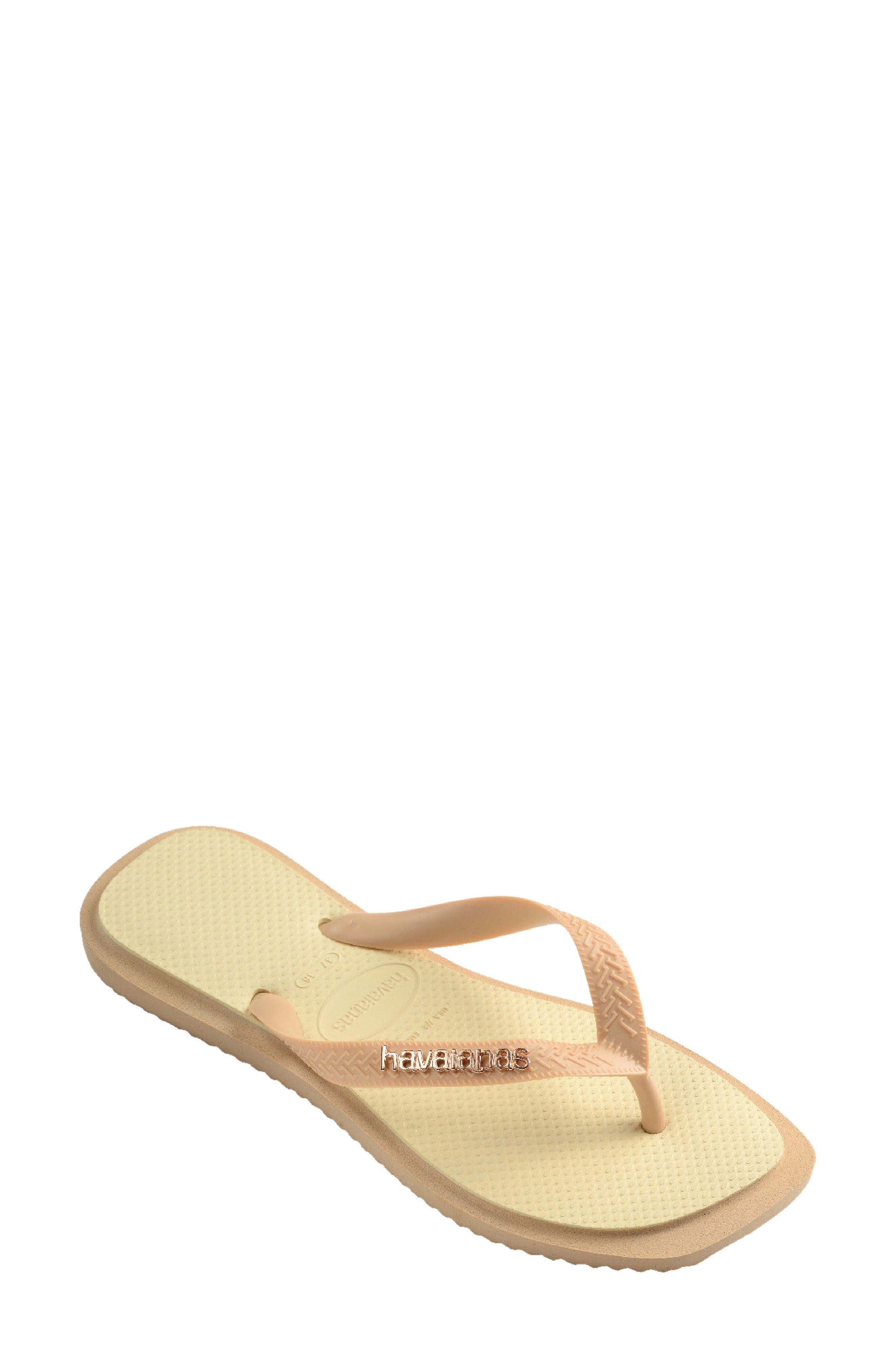 Havaianas Fusion Square Logo Flip Flop, Main, color, Golden