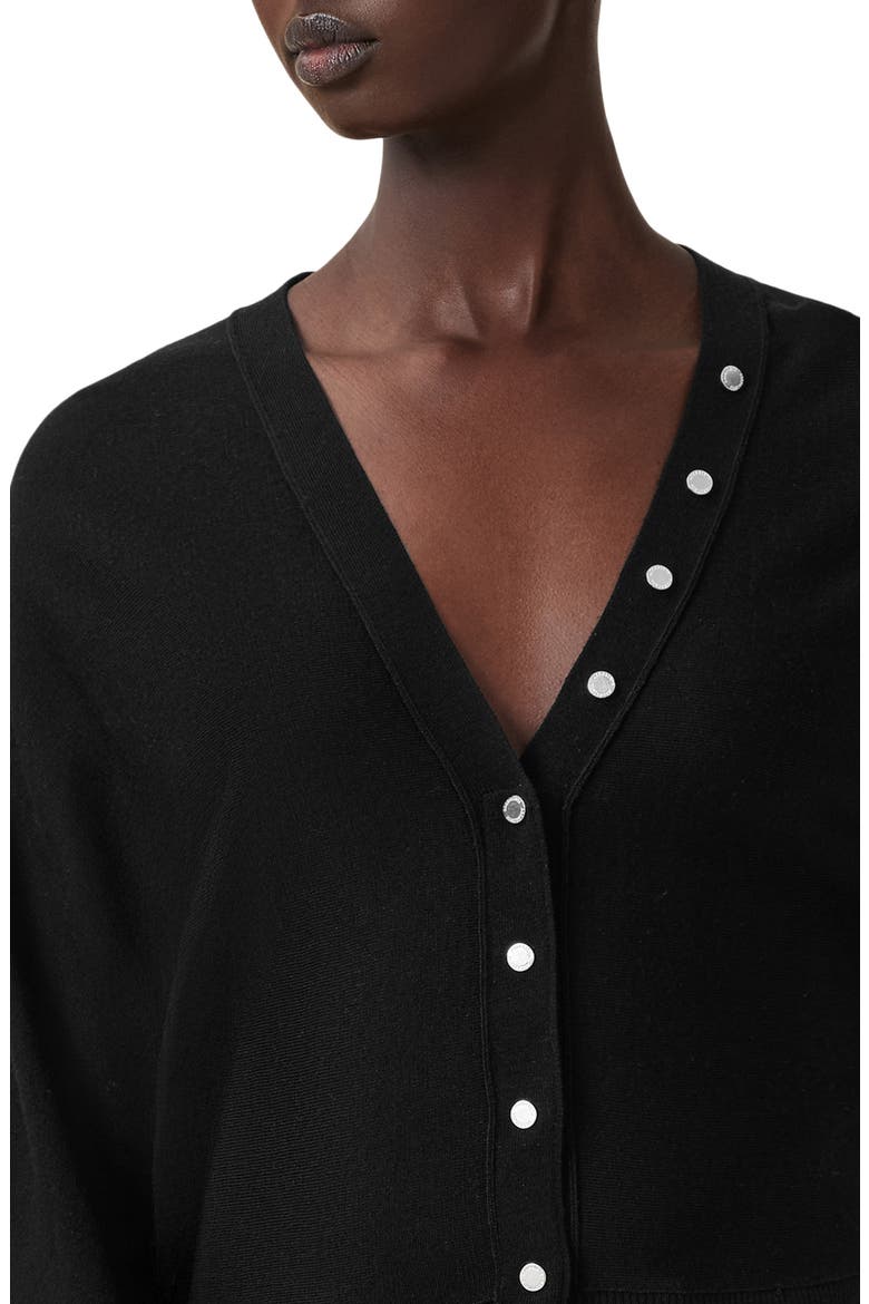 Honor V Merino Wool Cardigan, Alternate, color, BLACK