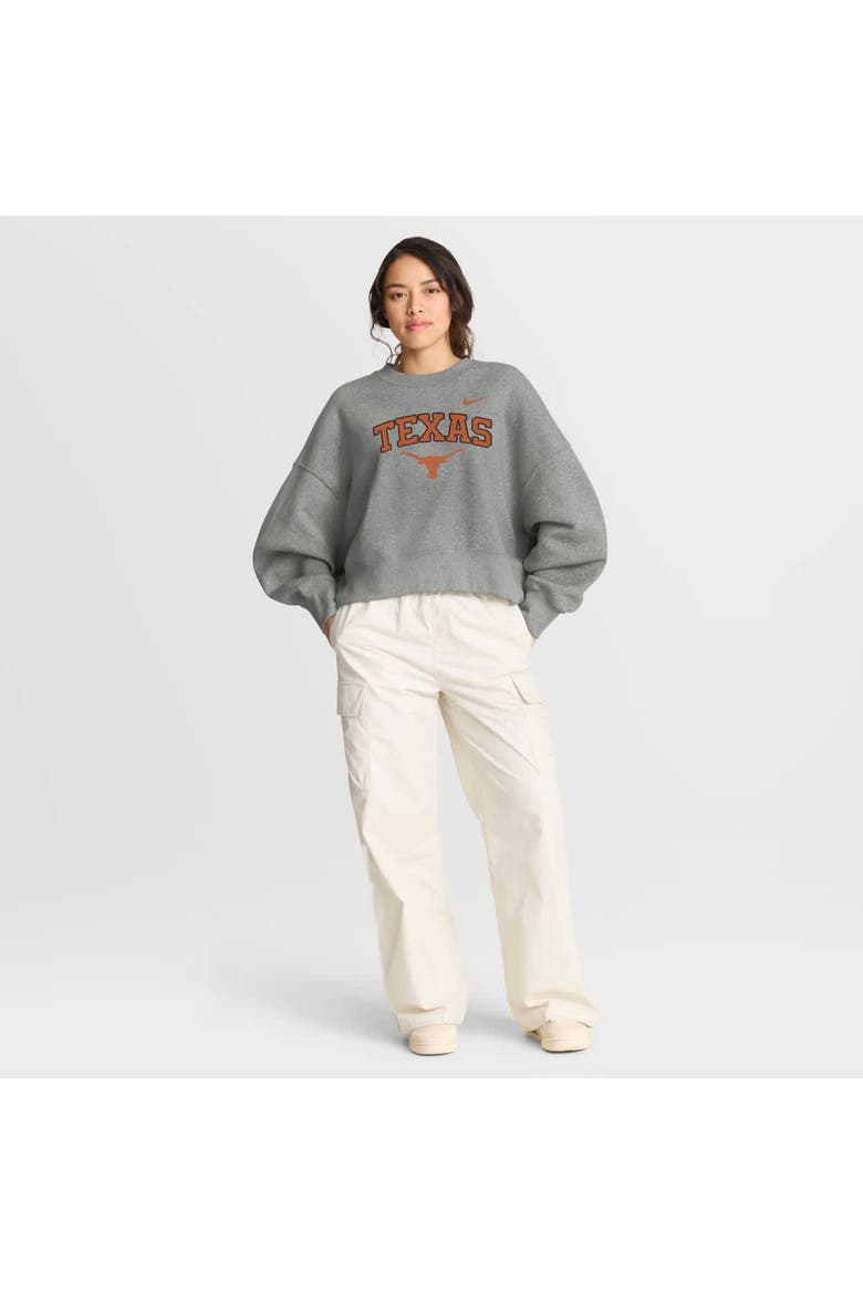 Women's Nike Heather Gray Texas Longhorns Oversized Phoenix Arch Pullover Sweatshirt, Alternate, color, Heather Gray